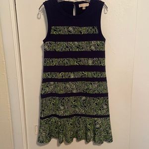 MICHAEL Michael Kors Navy and Green Paisley Shift Dress